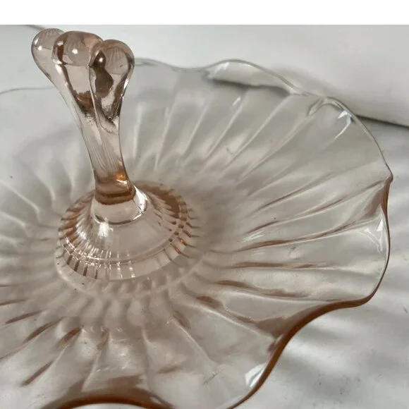Vintage Pink Depression Glass Pedestal Candy Dish 7” - Picture 1 of 13